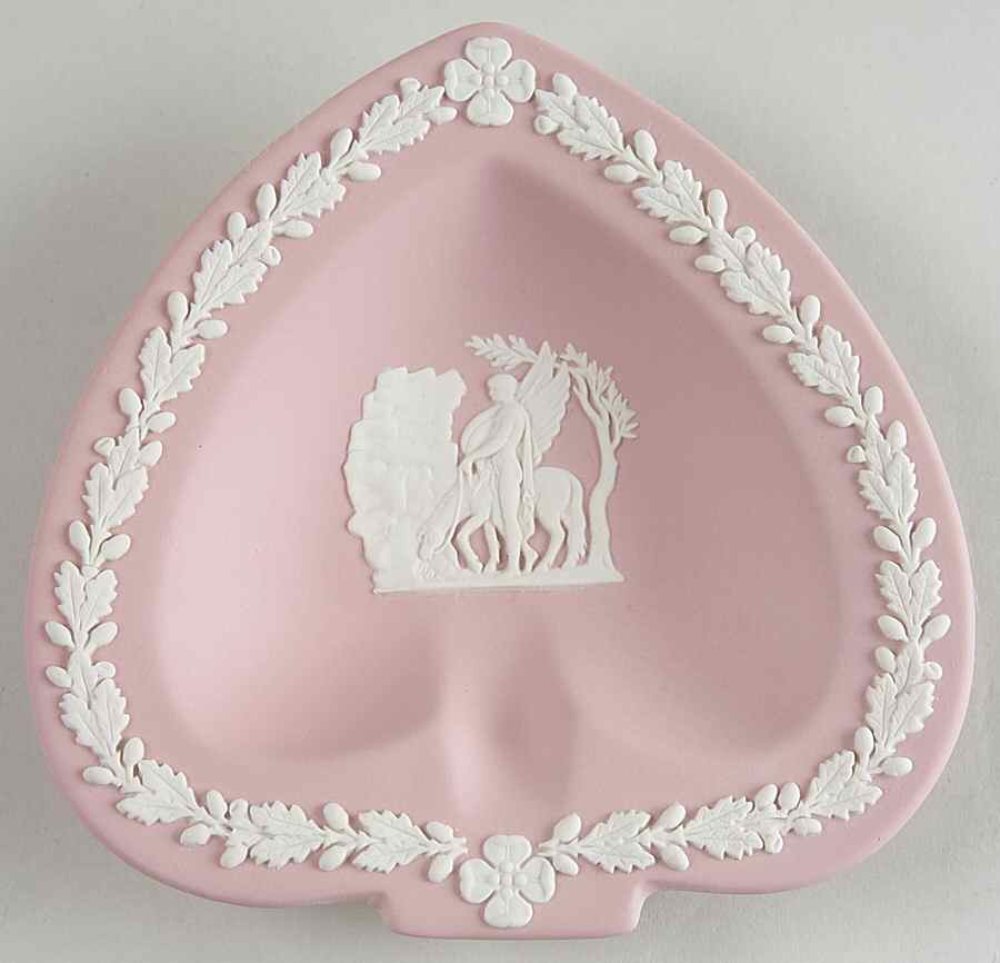 Cream Color on Pink Jasperware Small Spade Shape Ashtray by Wedgwood-1
