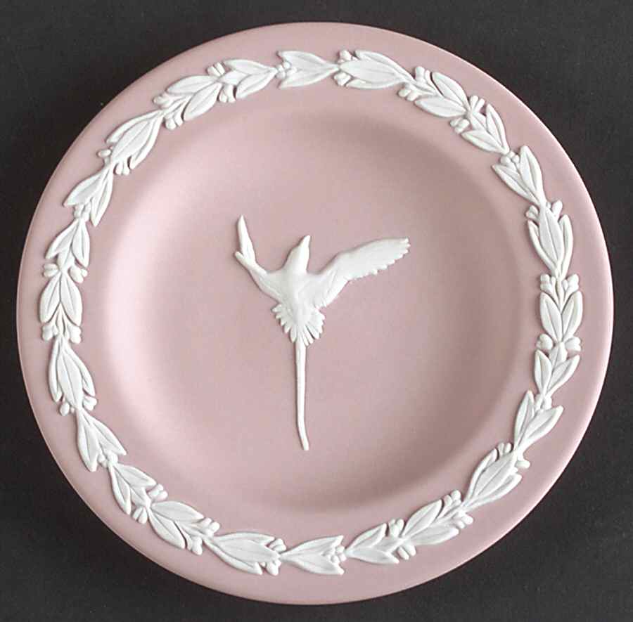 Cream Color on Pink Jasperware 4" Round Tray by Wedgwood-1