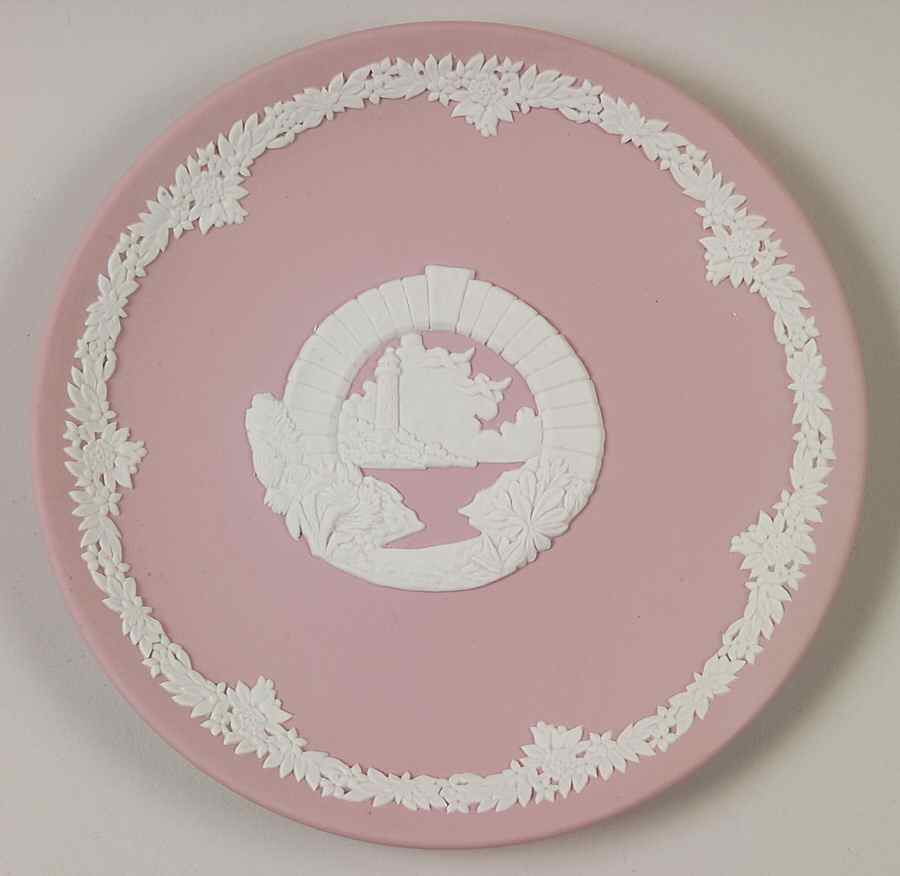 Cream Color on Pink Jasperware Collector Plate by Wedgwood-1