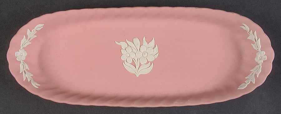 Cream Color on Pink Jasperware Mint Tray by Wedgwood-1