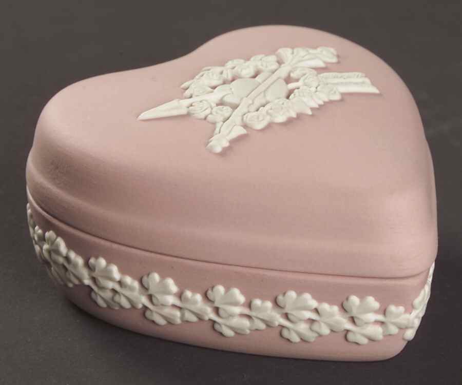 Cream Color on Pink Jasperware Oval Box & Lid by Wedgwood-1
