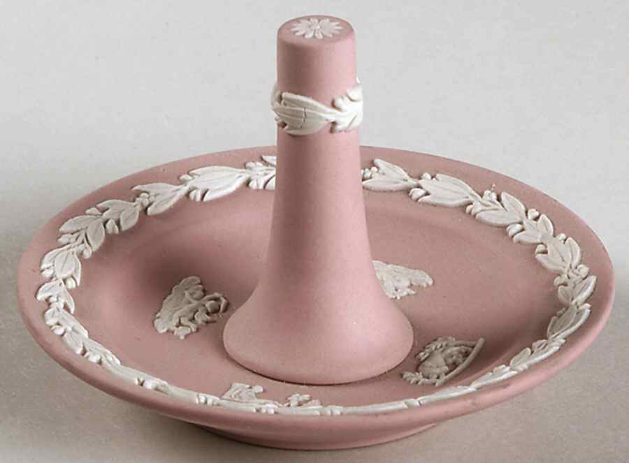 Cream Color on Pink Jasperware Ring Holder by Wedgwood-1