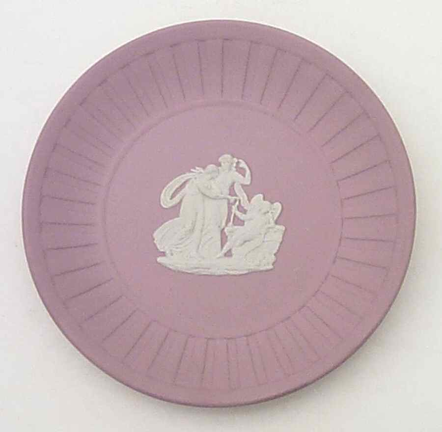 Cream Color on Pink Jasperware Fluted Tray by Wedgwood-1