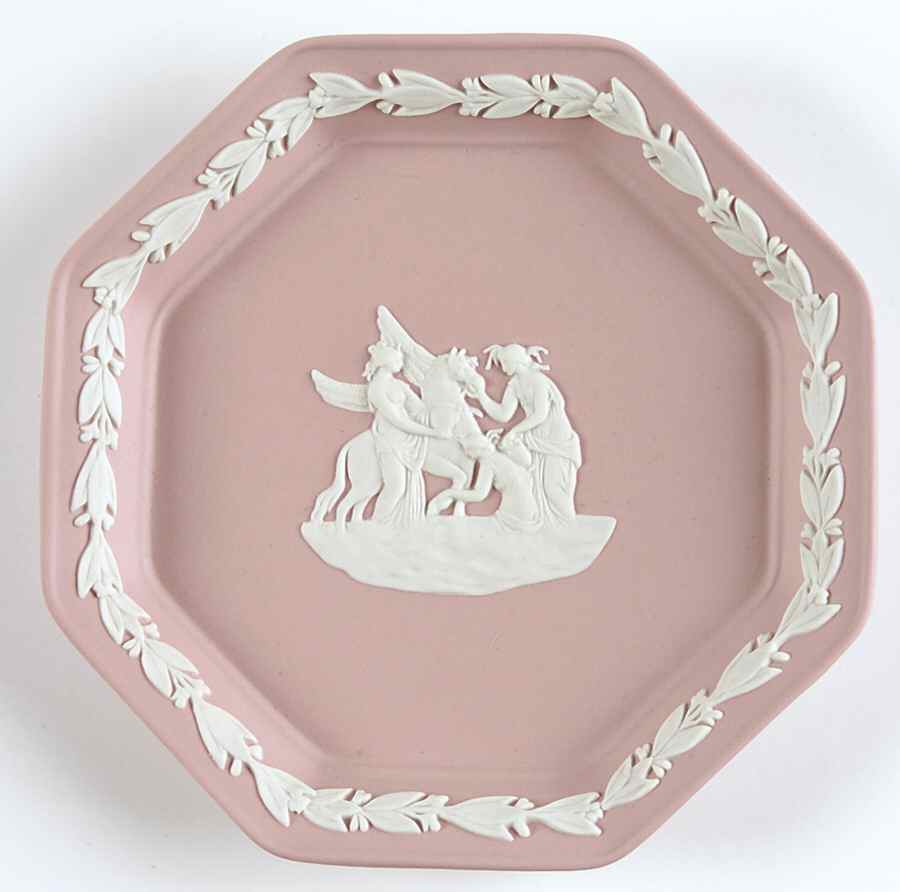 Cream Color on Pink Jasperware Octagonal Tray by Wedgwood-1