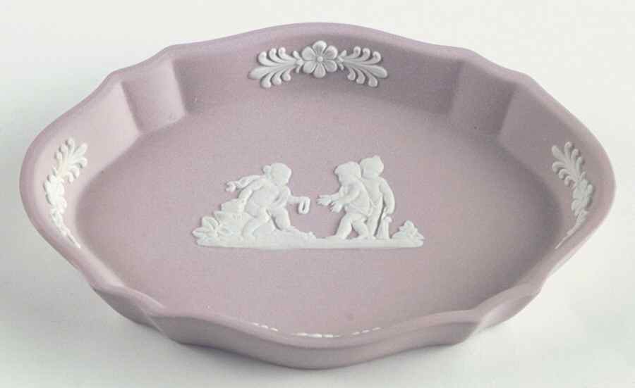 Cream Color on Pink Jasperware Silver Tray by Wedgwood-1