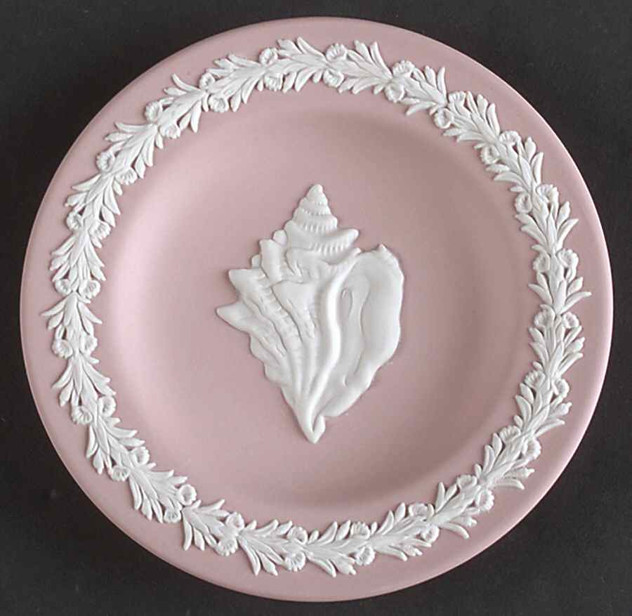 Cream Color on Pink Jasperware 4" Round Tray by Wedgwood-1