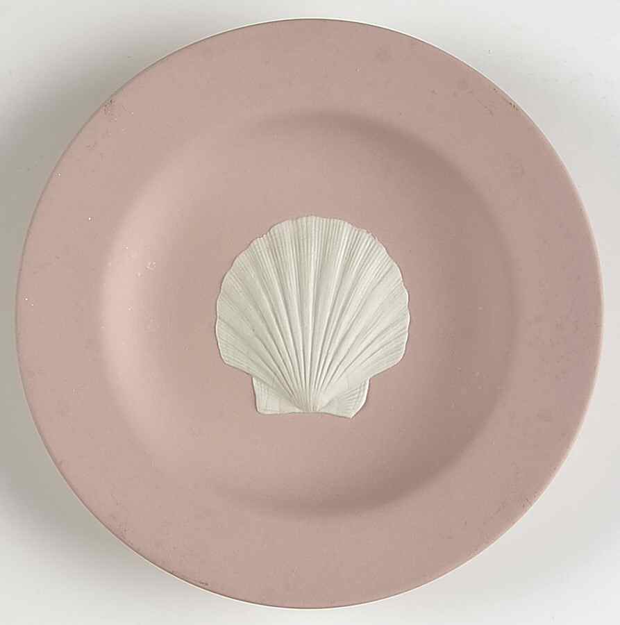Cream Color on Pink Jasperware 4" Round Tray by Wedgwood-1