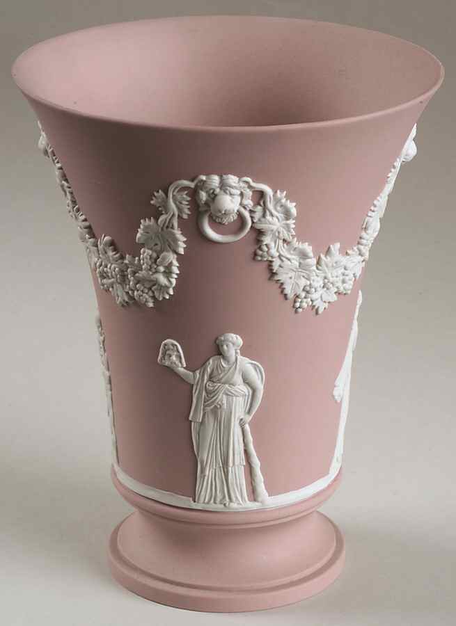 Cream Color on Pink Jasperware 6" Vase by Wedgwood-1