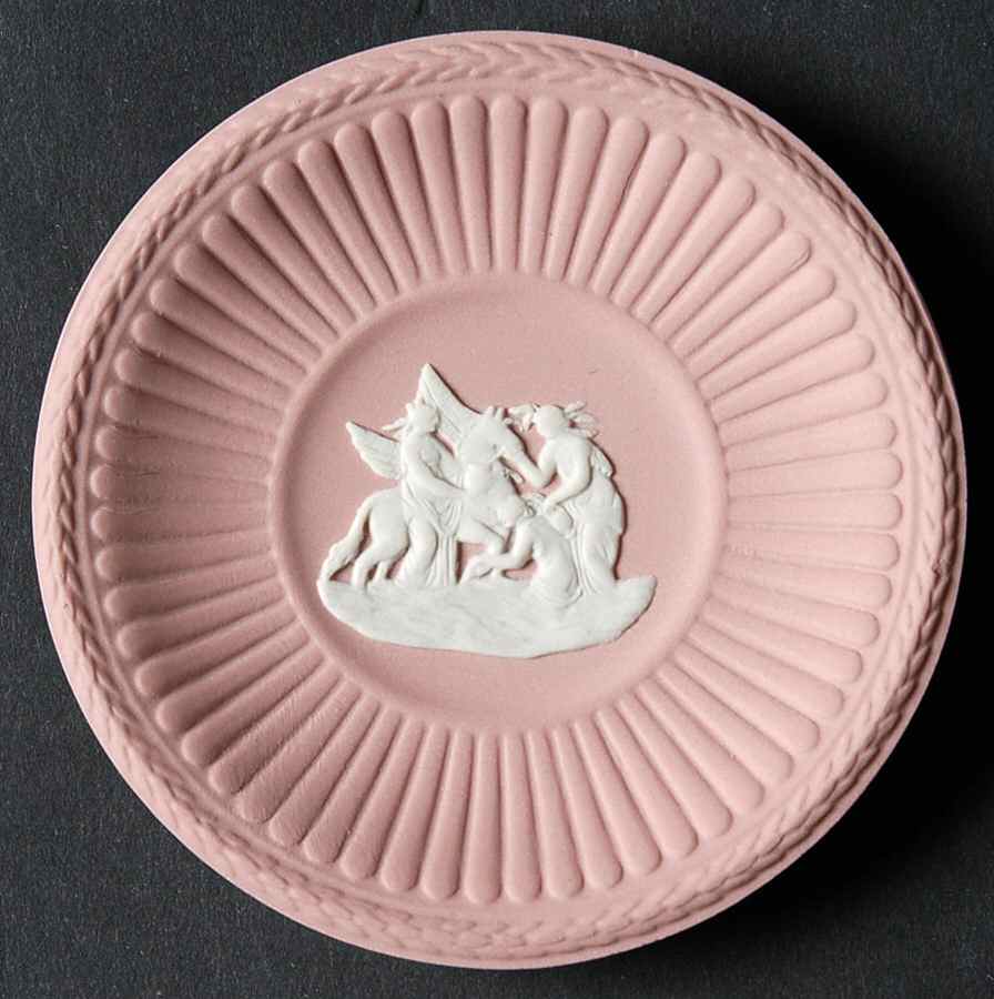 Cream Color on Pink Jasperware Butter Pat by Wedgwood-1