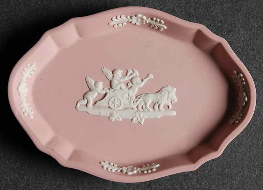 Cream Color on Pink Jasperware Silver Tray by Wedgwood-1