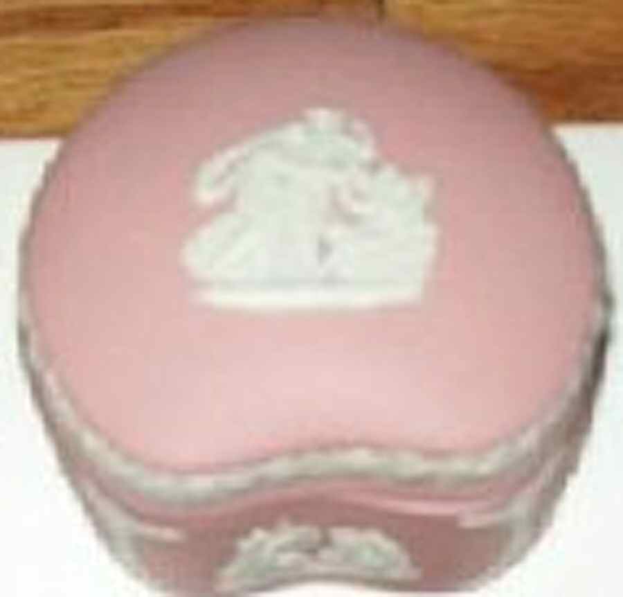 Cream Color on Pink Jasperware Bean Box & Lid by Wedgwood-1