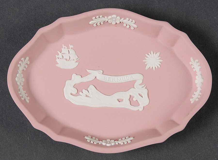 Cream Color on Pink Jasperware Silver Tray by Wedgwood-1