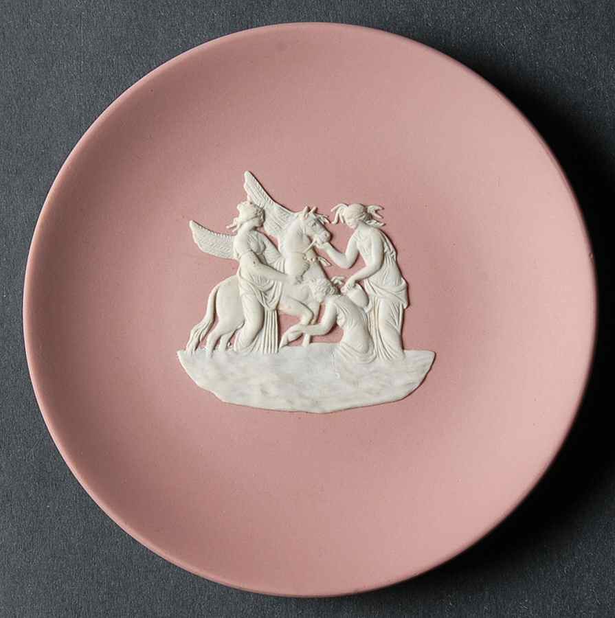 Cream Color on Pink Jasperware Coaster by Wedgwood-1