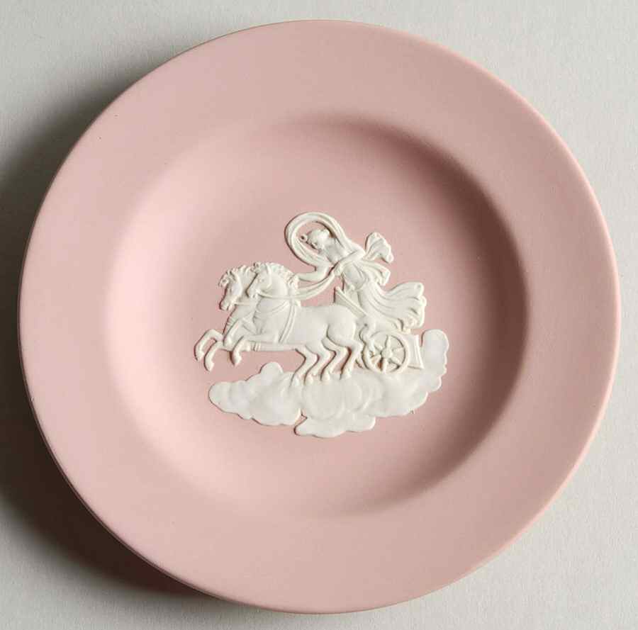 Cream Color on Pink Jasperware 4" Round Tray by Wedgwood-1