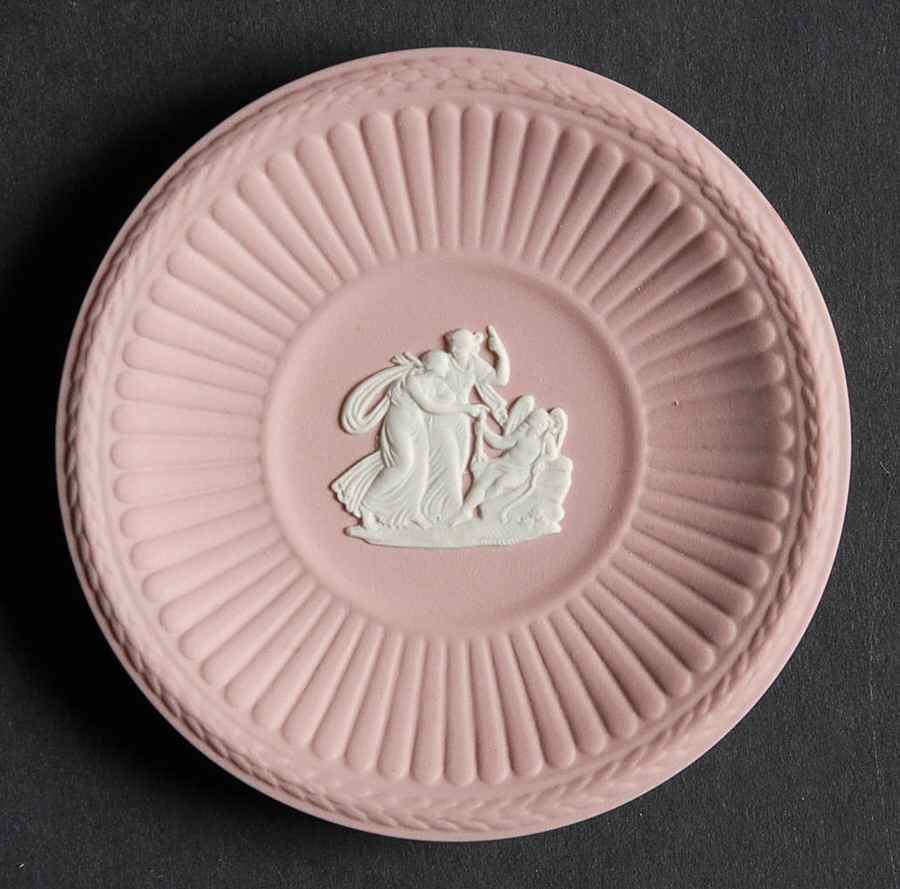 Cream Color on Pink Jasperware Butter Pat by Wedgwood-1