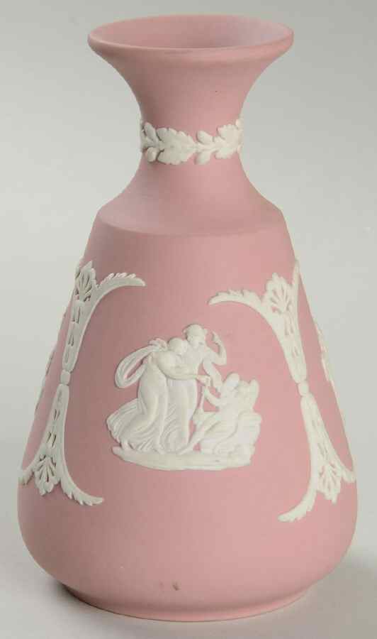 Cream Color on Pink Jasperware Cameo Bud Vase by Wedgwood-1