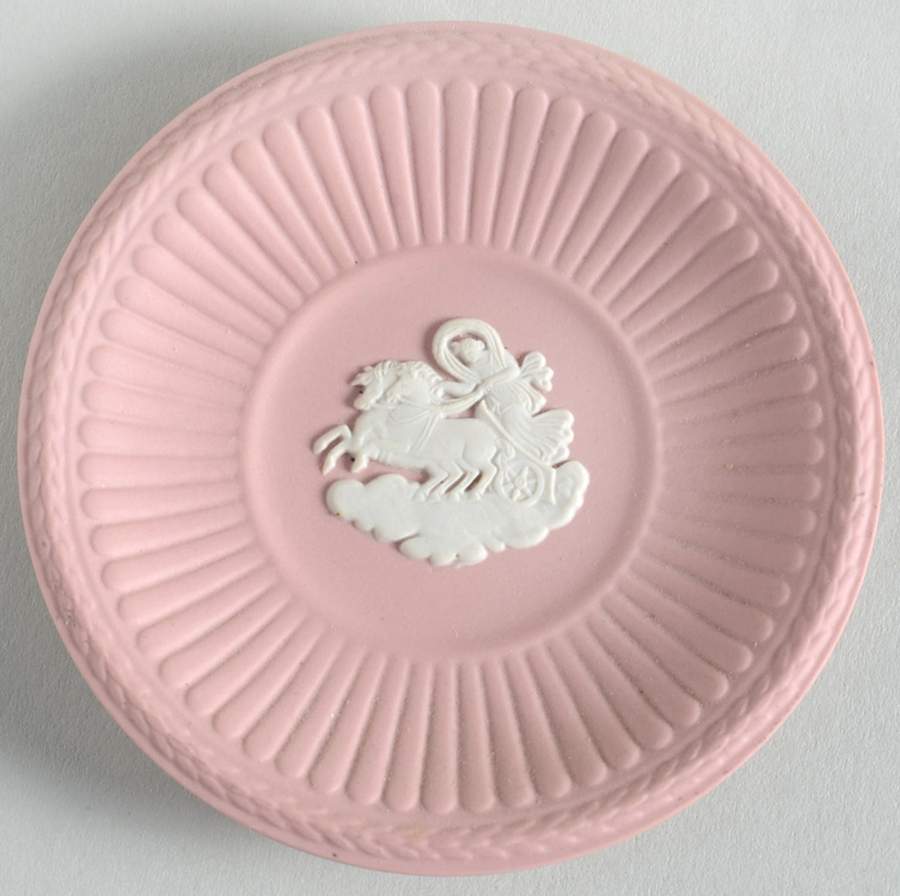 Cream Color on Pink Jasperware Butter Pat by Wedgwood-1
