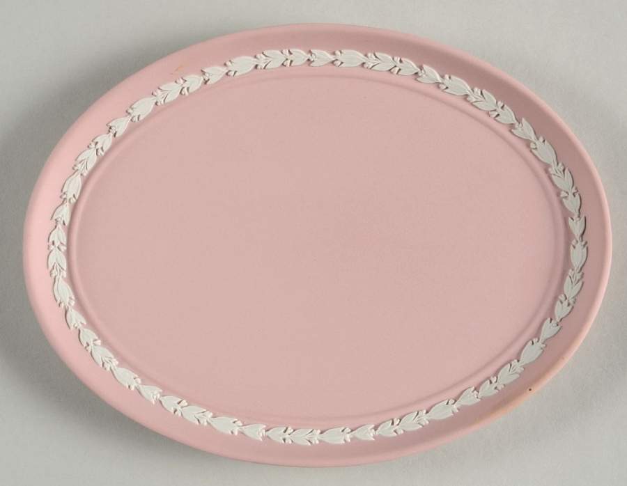 Cream Color on Pink Jasperware Miniature Tray by Wedgwood-1
