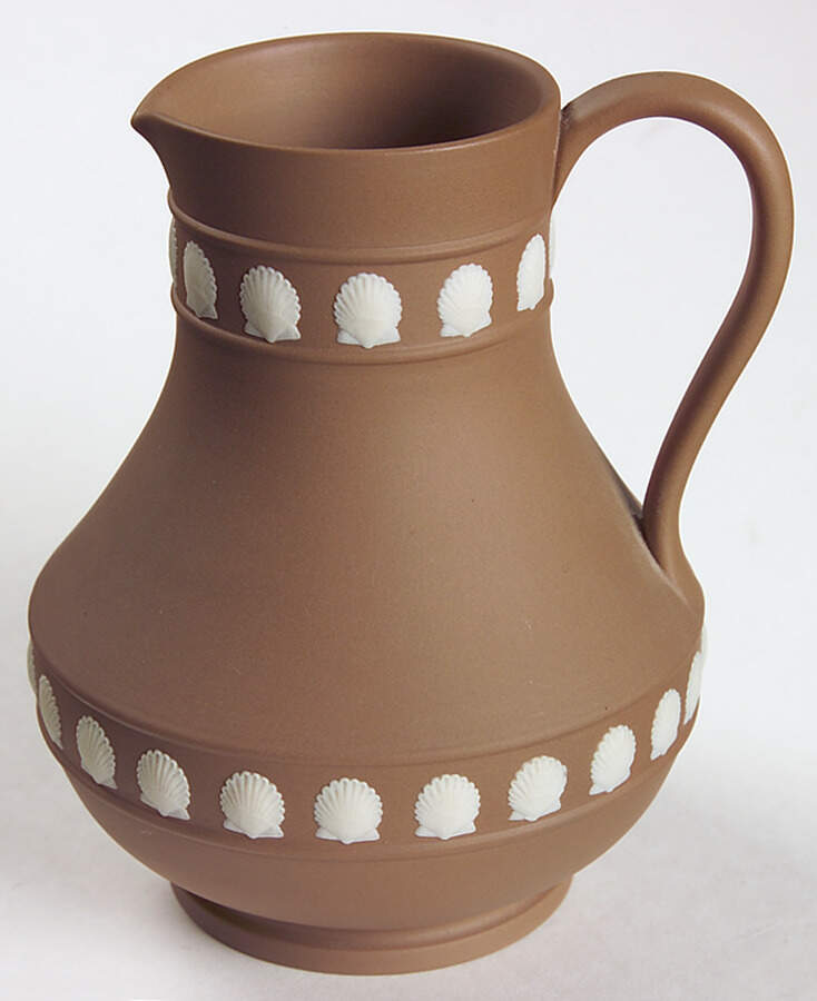 Cream Color on Taupe (Brown) Jasperware Etruscan Jug by Wedgwood-1