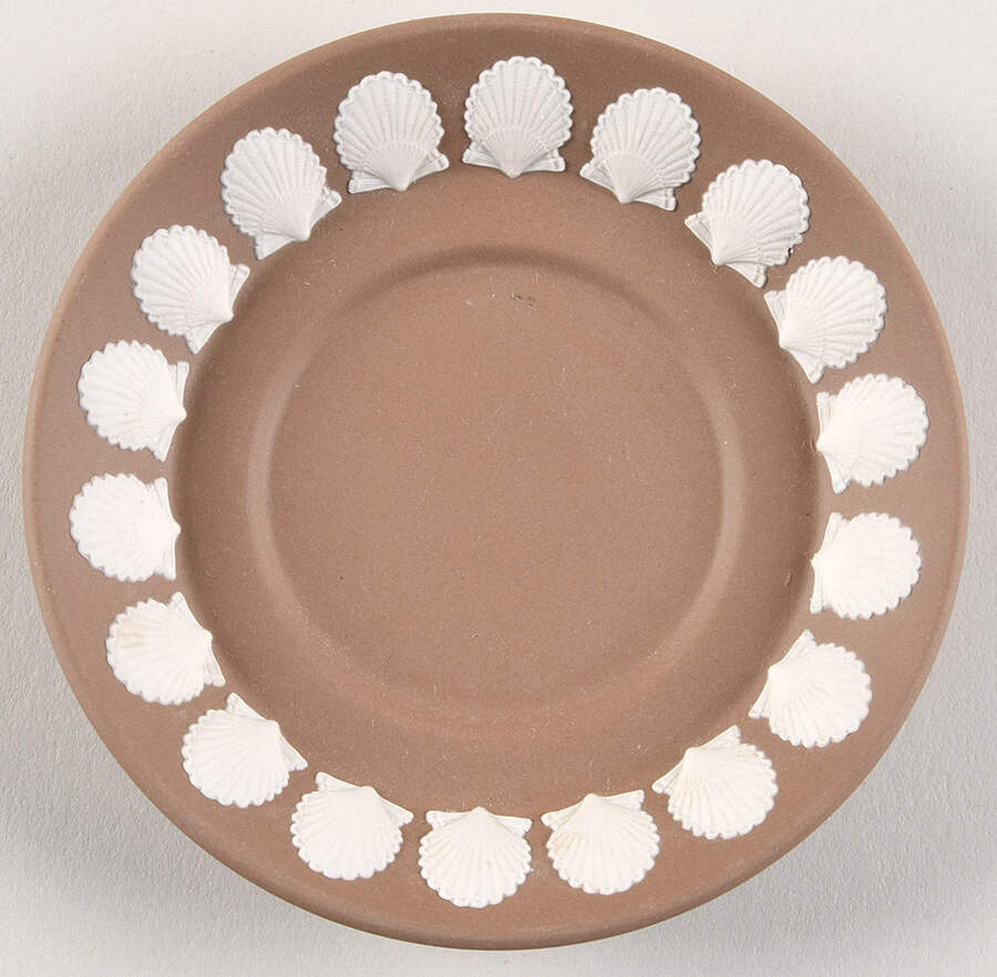 Cream Color on Taupe (Brown) Jasperware Saucer for Demitasse Cup by Wedgwood-1