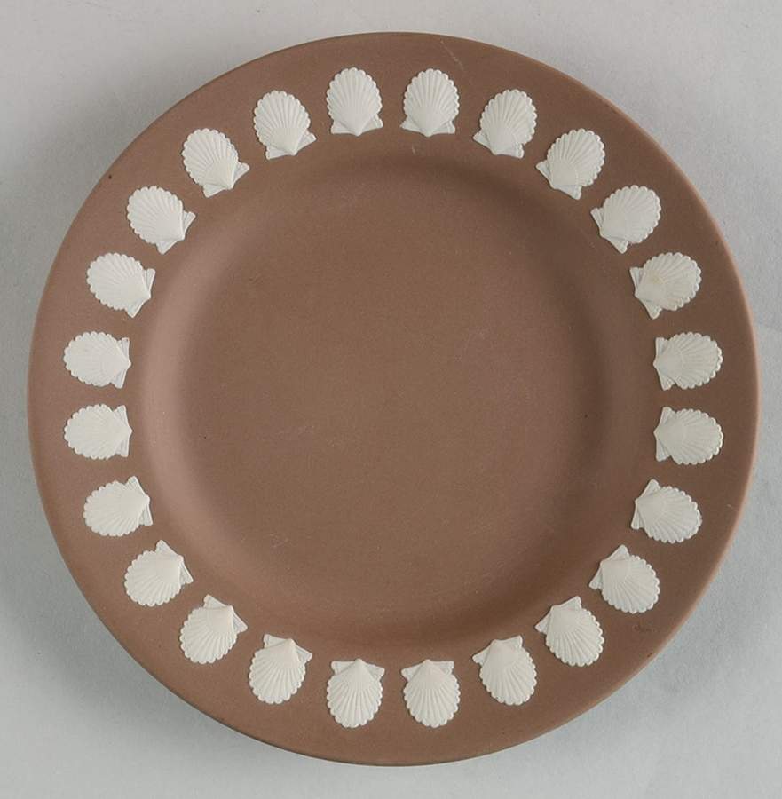 Cream Color on Taupe (Brown) Jasperware Bread & Butter Plate by Wedgwood-1