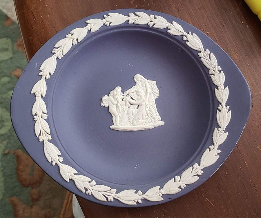 Cream Color on Wedgwood Blue Jasperware Barlaston Tray by Wedgwood-1