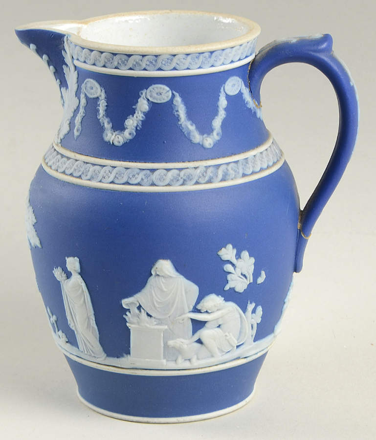 Cream Color on Wedgwood Blue Jasperware 8 Oz Jug by Wedgwood-1