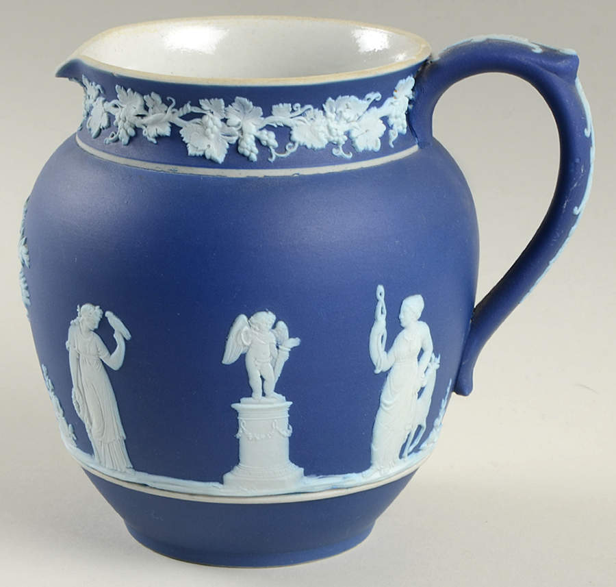 Cream Color on Wedgwood Blue Jasperware 16 Oz Dutch Sacrifice Jug by Wedgwood-1