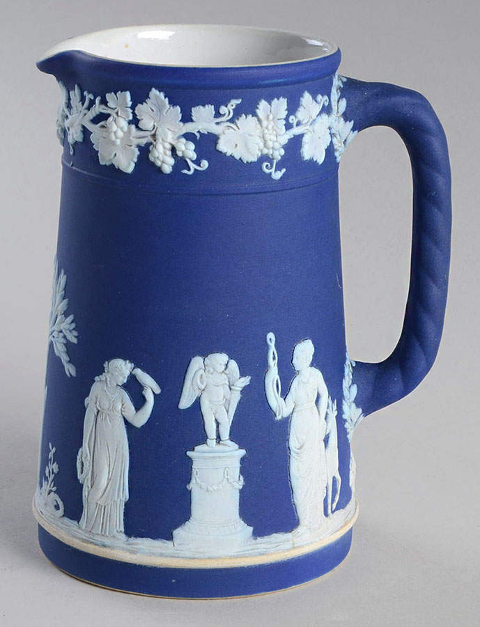 Cream Color on Wedgwood Blue Jasperware Medium Trojan Jug by Wedgwood-1