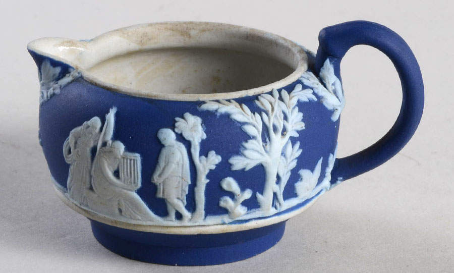 Cream Color on Wedgwood Blue Jasperware Child's Creamer by Wedgwood-1