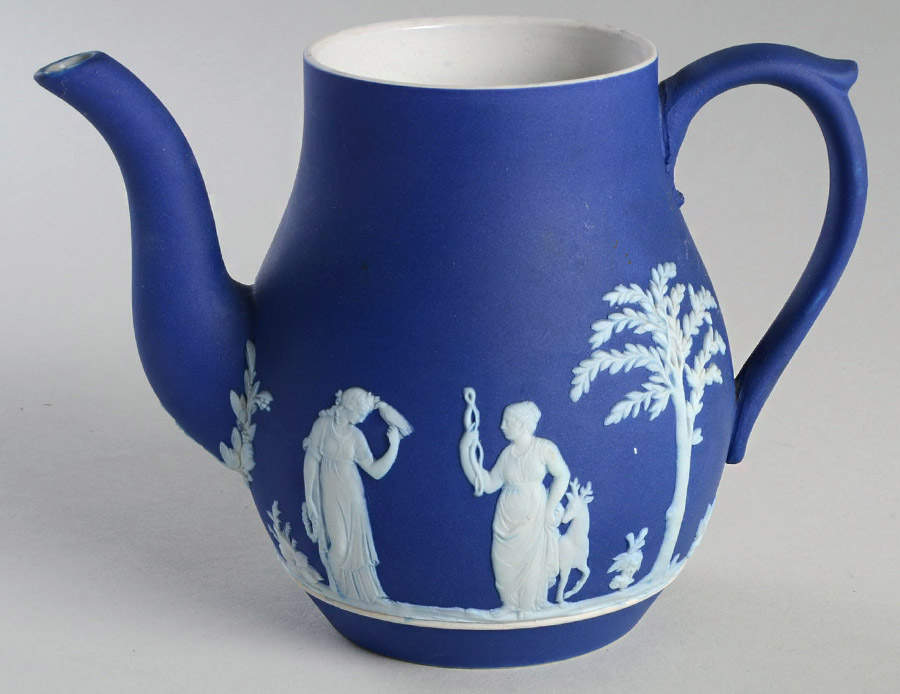Cream Color on Wedgwood Blue Jasperware Coffee Pot No Lid by Wedgwood-1