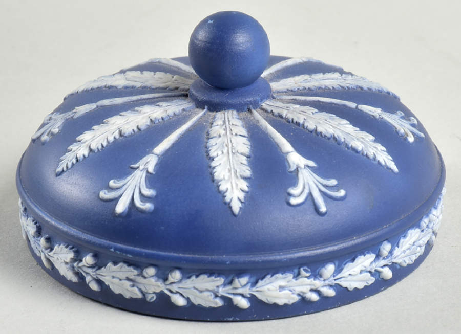 Cream Color on Wedgwood Blue Jasperware Lid for Olympus Jar by Wedgwood-1