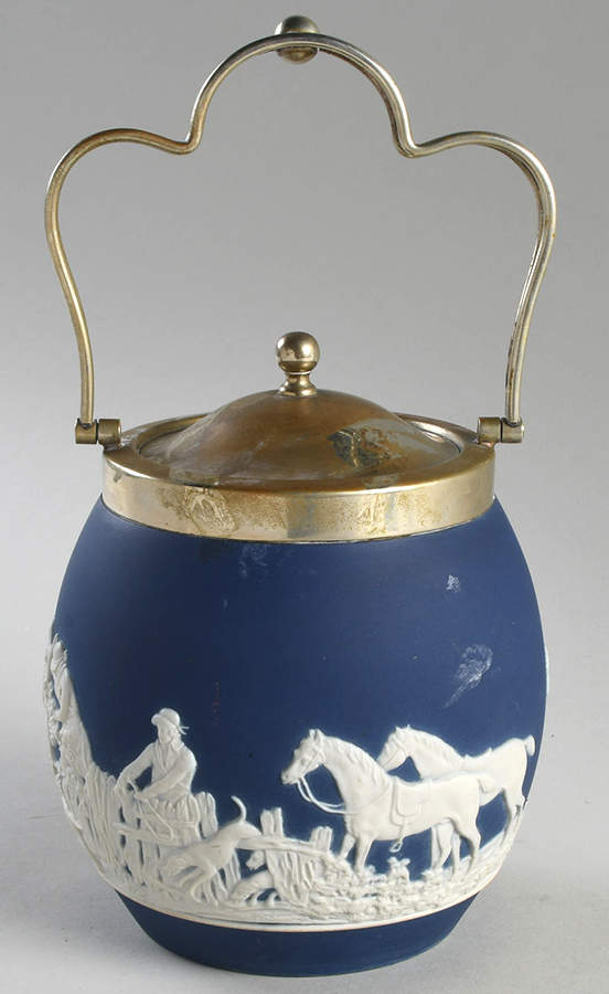 Jasper Blue Biscuit Barrel & Lid by Adams China-1