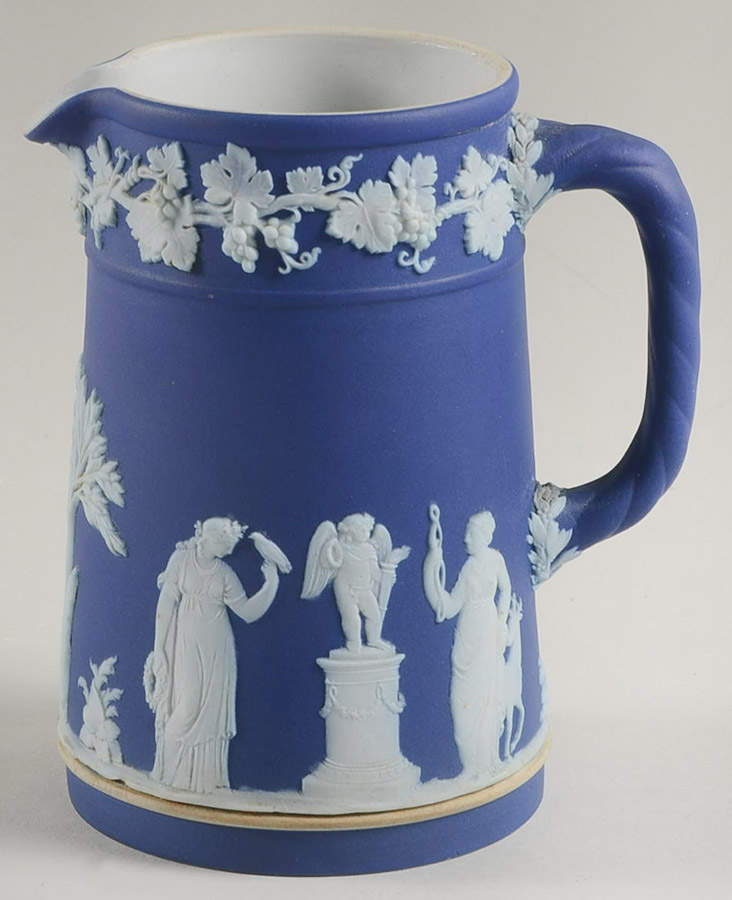 Cream Color on Wedgwood Blue Jasperware Small Trojan Jug by Wedgwood-1