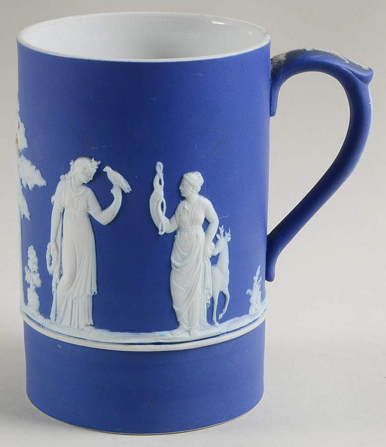 Cream Color on Wedgwood Blue Jasperware Beer Stein by Wedgwood-1