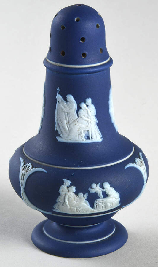 Cream Color on Wedgwood Blue Jasperware Salt Shaker by Wedgwood-1