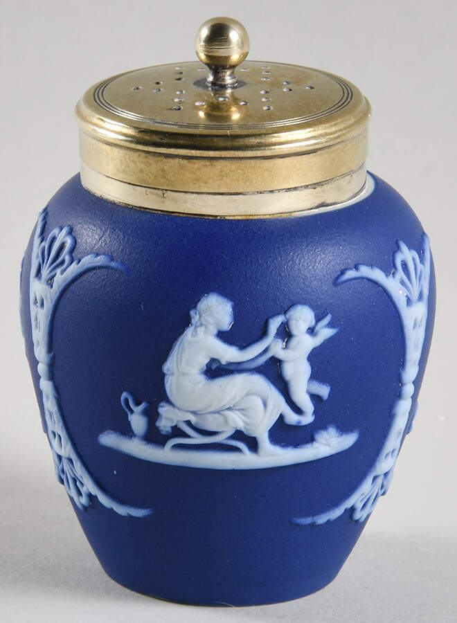 Cream Color on Wedgwood Blue Jasperware Pepper Pot by Wedgwood-1