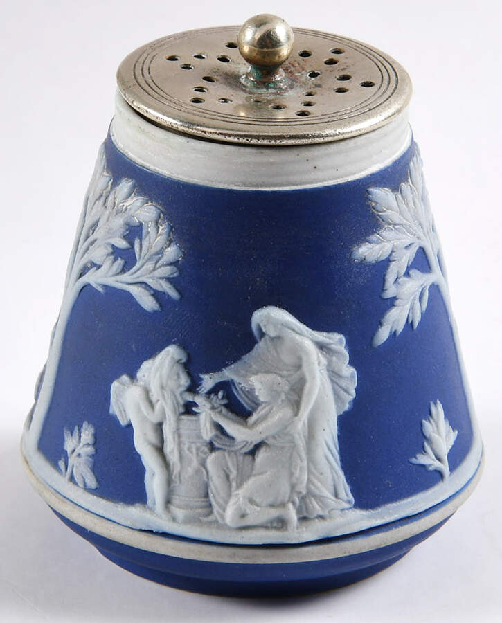Cream Color on Wedgwood Blue Jasperware Pepper Shaker (For Scap Set) by Wedgwood-1