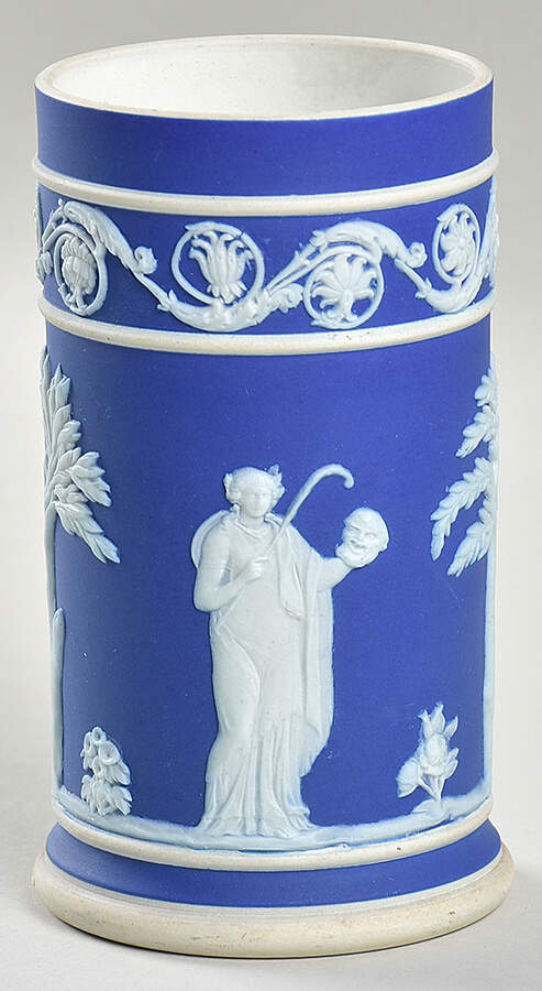 Cream Color on Wedgwood Blue Jasperware 4" Spill Vase by Wedgwood-1