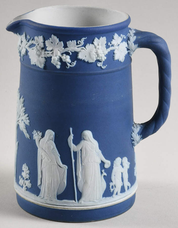 Cream Color on Wedgwood Blue Jasperware Small Trojan Jug by Wedgwood-1