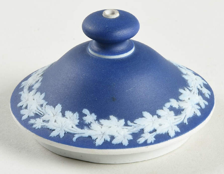 Cream Color on Wedgwood Blue Jasperware Lid for Individual Teapot by Wedgwood-1