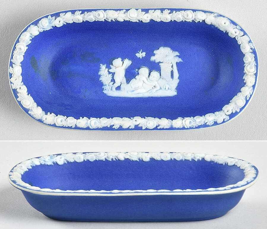 Cream Color on Wedgwood Blue Jasperware Tray Pin by Wedgwood-1