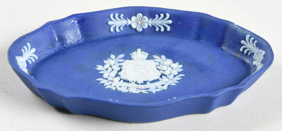 Cream Color on Wedgwood Blue Jasperware Silver Tray by Wedgwood-1
