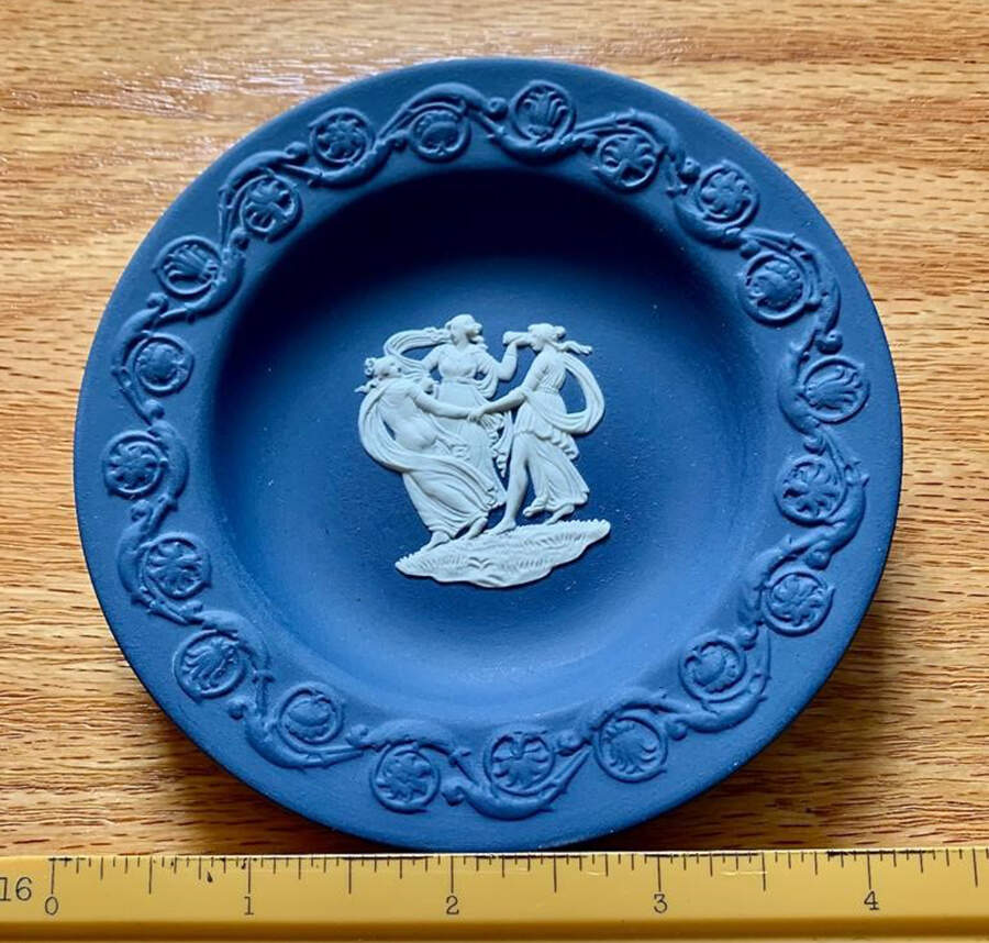 Cream Color on Wedgwood Blue Jasperware Patrician Tray by Wedgwood-1