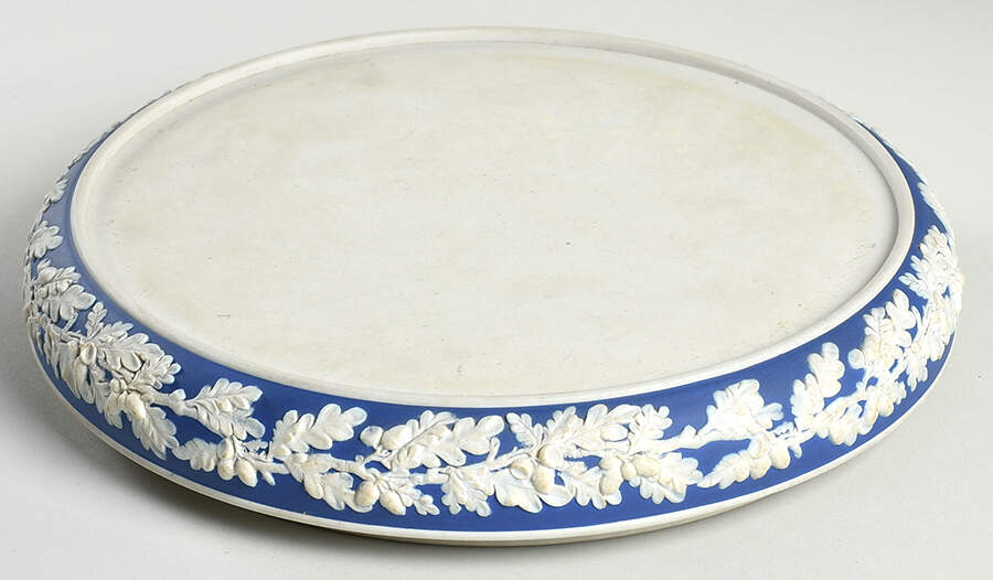 Cream Color on Wedgwood Blue Jasperware Round Cheese Dish No Lid by Wedgwood-1