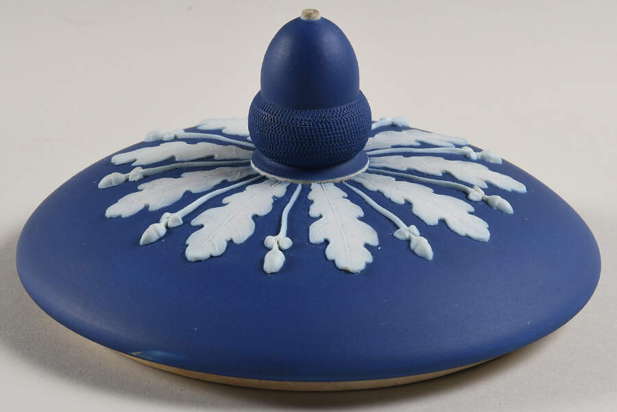 Cream Color on Wedgwood Blue Jasperware Lid for Candy Jar by Wedgwood-1