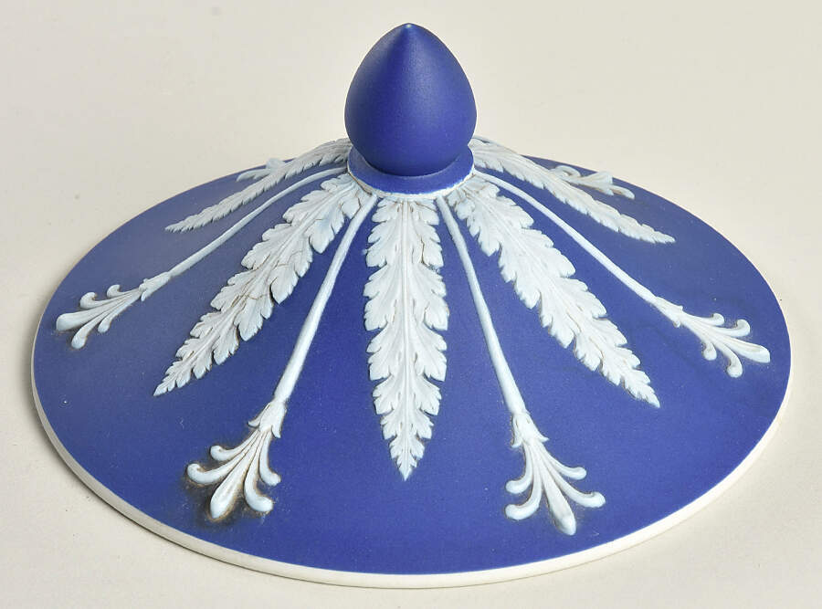 Cream Color on Wedgwood Blue Jasperware Lid for 11" Campana Vase by Wedgwood-1