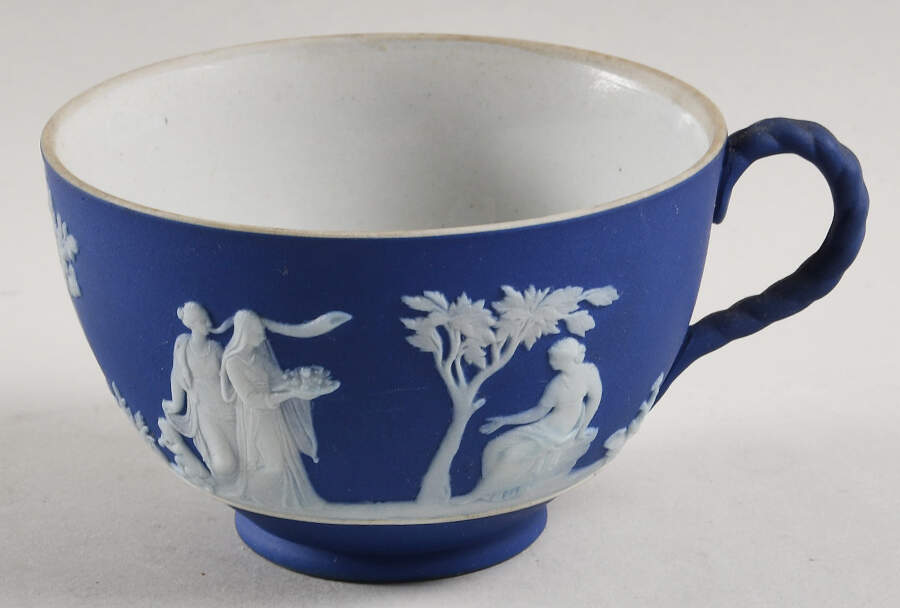 Cream Color on Wedgwood Blue Jasperware Footed Cup by Wedgwood-1