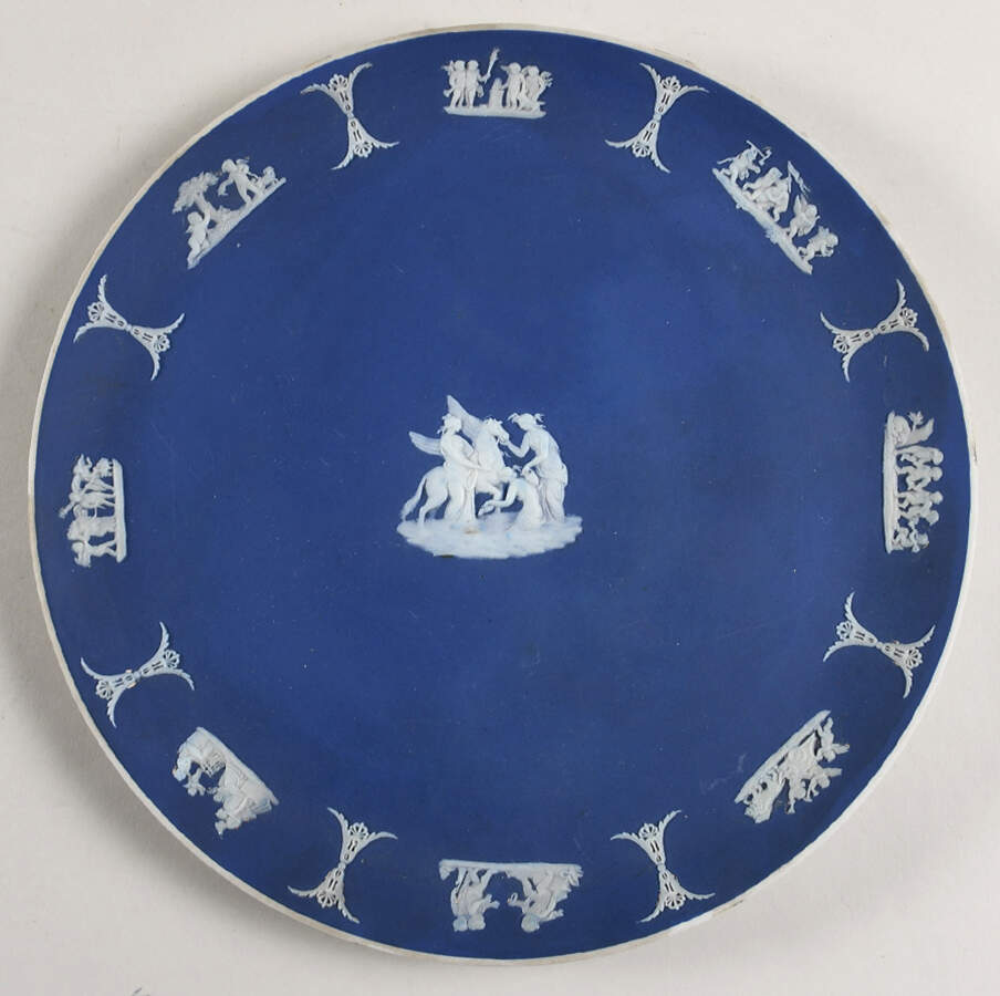 Cream Color on Wedgwood Blue Jasperware Cake Plate by Wedgwood-1