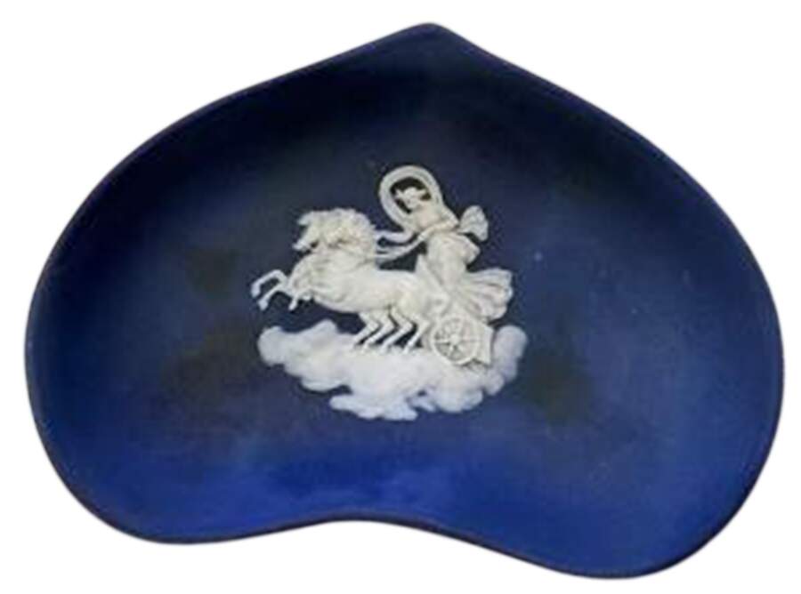 Cream Color on Wedgwood Blue Jasperware Heart Shaped Dish by Wedgwood-1